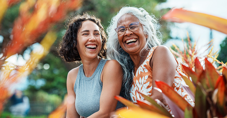 Happy women smiling