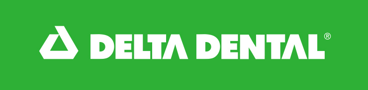Delta dental logo on a green background