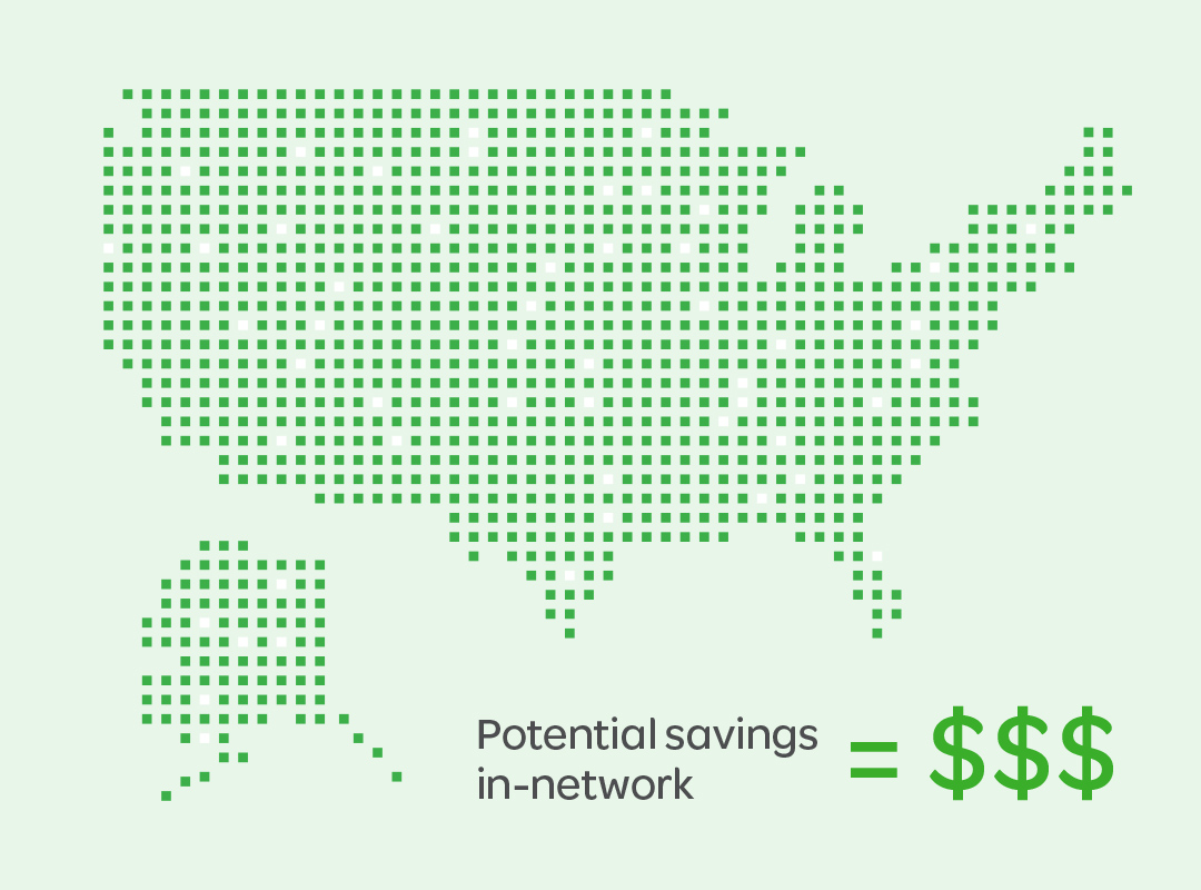 Graphic showing potential savings in-network for delta dental PPO