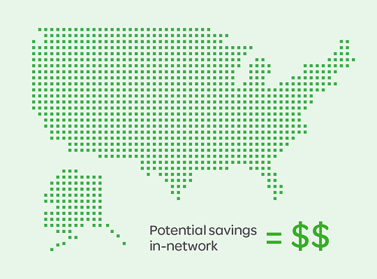 Graphic showing potential savings in-network for delta dental premier