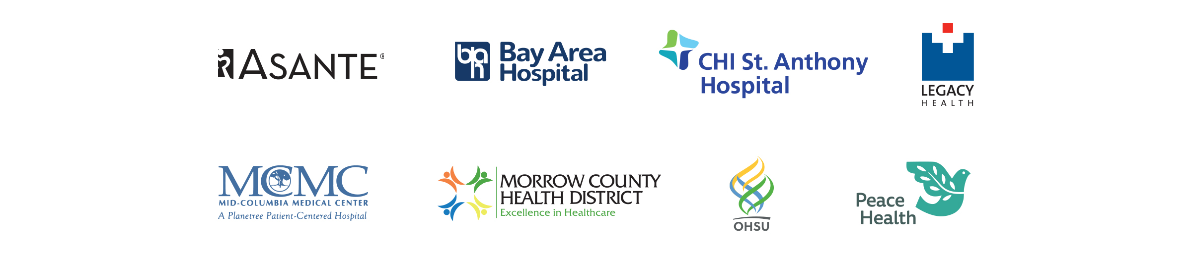 Logos of eight different hospitals