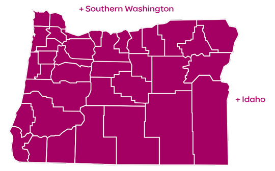 Map indicating Synergy health plan coverage