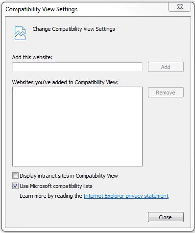 Compatibility View Settings