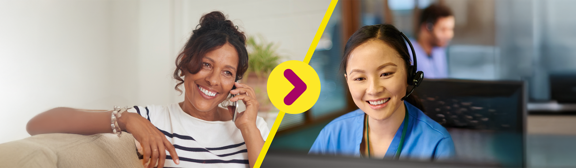 Customer service with heart, a women talking with a representative