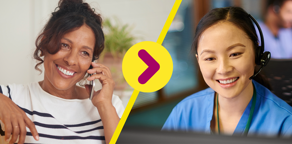 Customer service with heart, a women talking with a representative