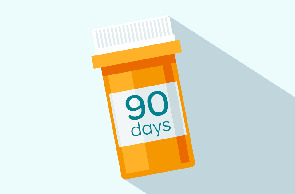 A bottle of 90 days' worth of medication